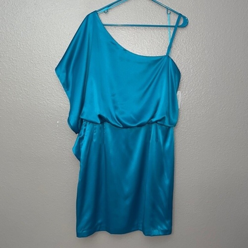 Jessica Simpson One Shoulder/strap Satin Dress Size 12 Color Enamel Blue NWT